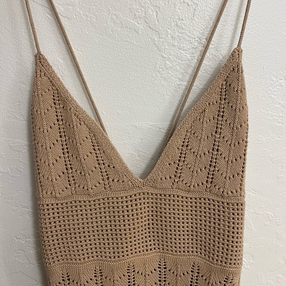 Reformation Junio Open Knit Dress Sand - Picture 3 of 5